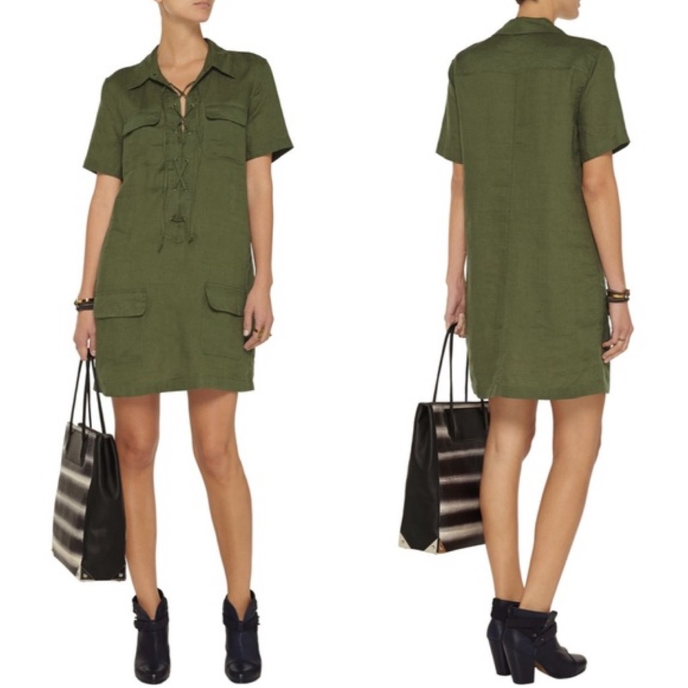 Equipment Linen Lace Up Dress